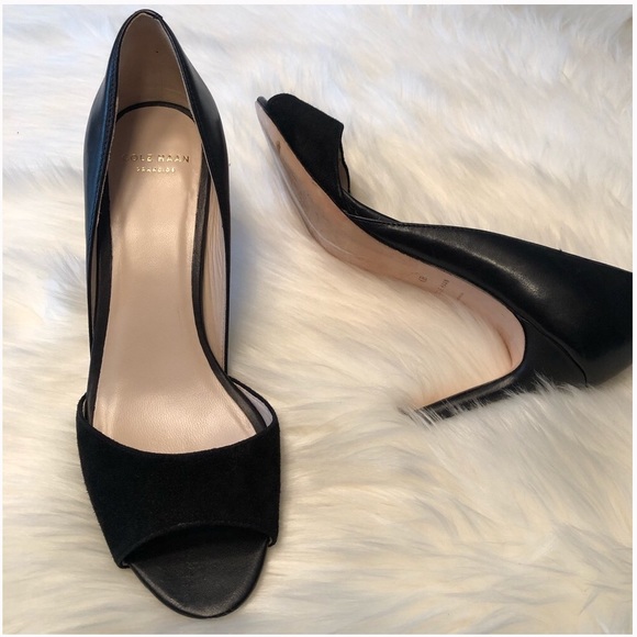 Cole Haan Shoes - Cole Haan Peep Toe Black Heels  Size  6